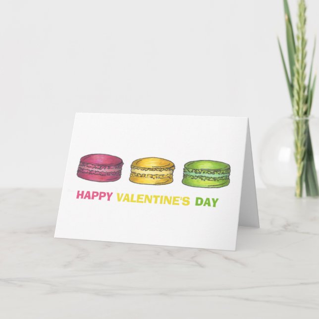 Happy Valentine's Day French Bakery Macaron Cookie Holiday Card (Front)