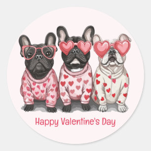 Happy Valentines Day French Bulldog Classic Round Sticker