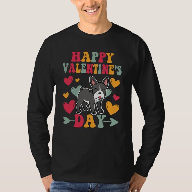 Happy Valentines Day French Bulldog Heart Love Gro T-Shirt (Front)