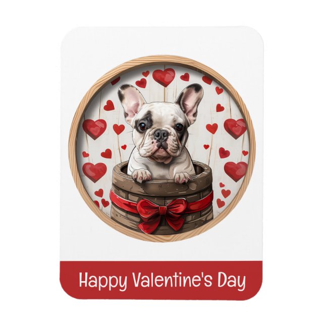 Happy Valentines Day French Bulldog Magnet (Vertical)