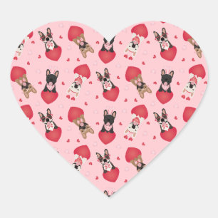 Happy Valentines Day French Bulldogs Heart Sticker