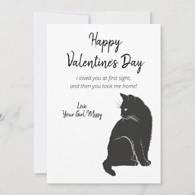 Happy Valentine's Day From Cat Holiday Card (Front)