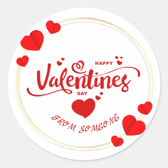 Happy Valentine's Day from Name  Classic Round Sticker (Front)