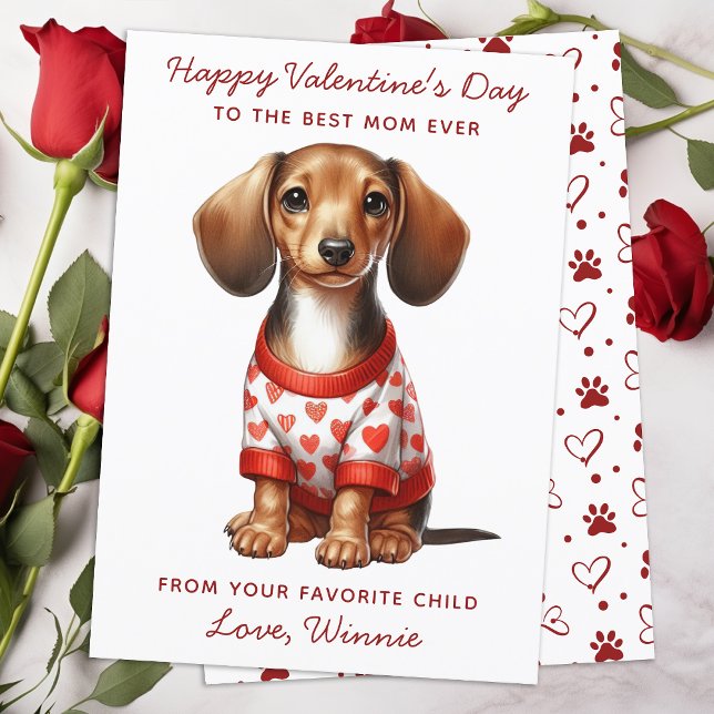 Happy Valentines Day From The Dog Cute Dachshund Holiday Card (Creator Uploaded)