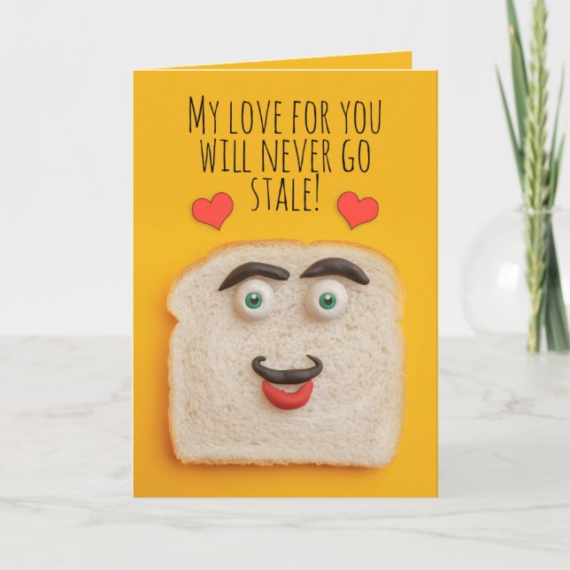 Happy Valentine's Day Funny Bread Humour Holiday Card (Front)