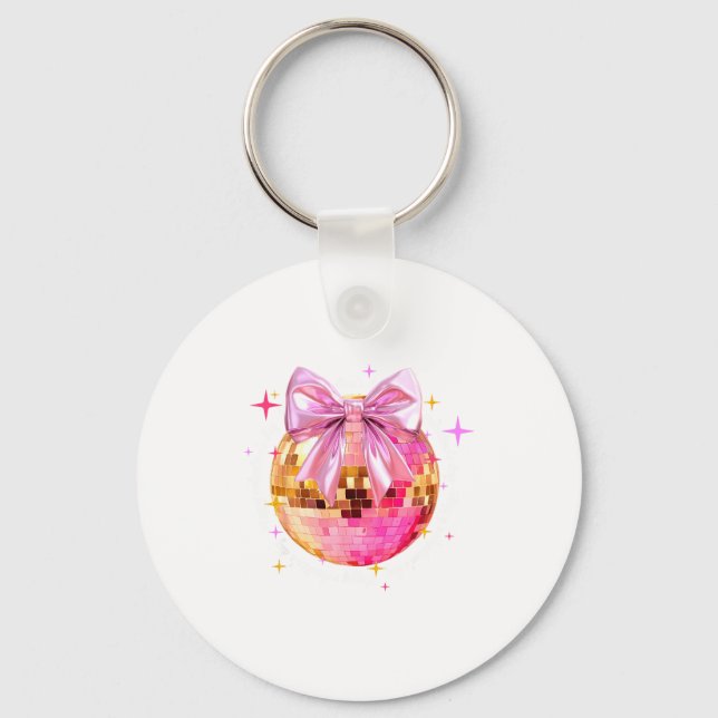 Happy Valentine's Day Funny Coquette Disco Ball Gi Key Ring (Front)