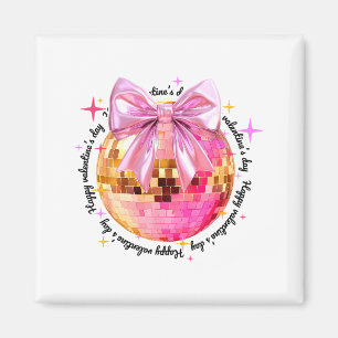 Happy Valentine's Day Funny Coquette Disco Ball Gi Magnet