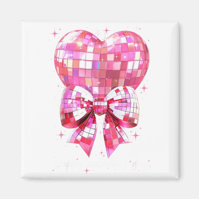 Happy Valentine's Day Funny Coquette Disco Ball He Magnet (Front)