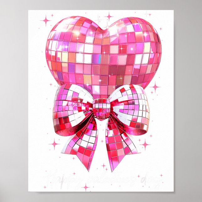 Happy Valentine's Day Funny Coquette Disco Ball He Poster (Front)