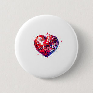 Happy Valentine's Day Funny Coquette Red Disco Bal 6 Cm Round Badge