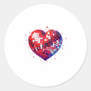 Happy Valentine's Day Funny Coquette Red Disco Bal Classic Round Sticker