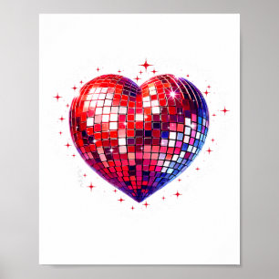 Happy Valentine's Day Funny Coquette Red Disco Bal Poster