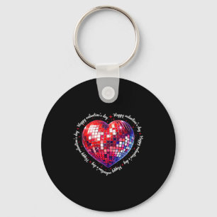 Happy Valentines Day Funny Coquette Red Disco Ball Key Ring