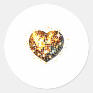 Happy Valentine's Day Funny Gold Coquette Disco Ba Classic Round Sticker