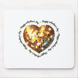 Happy Valentine's Day Funny Gold Coquette Disco Ba Mouse Pad