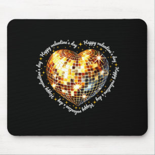 Happy Valentines Day Funny Gold Coquette Disco Bal Mouse Pad