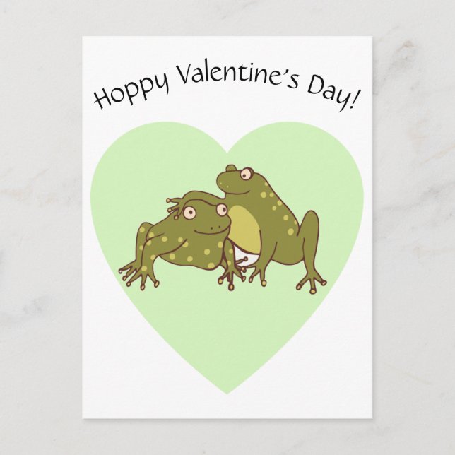Happy Valentines Day Funny Hoppy Frogs In Love Postcard (Front)