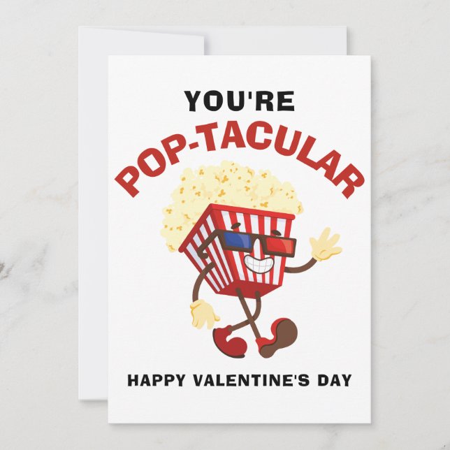 Happy Valentines day funny Popcorn for friend Holiday Card (Front)