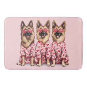 Happy Valentines Day German Shepherd Dogs Bath Mat