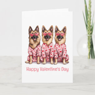 Happy Valentines Day German Shepherd Dogs Holiday Card
