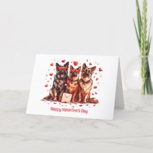 Happy Valentines Day German Shepherd Dogs Holiday Card