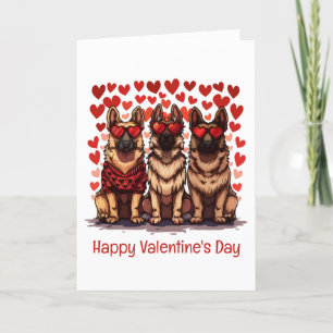 Happy Valentines Day German Shepherd Dogs Holiday Card
