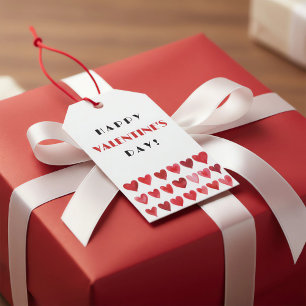 Happy Valentine's Day Gift Tag with Red Heart Desi