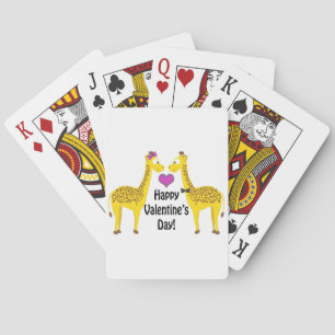 Happy Valentine's Day Giraffes Playing Cards