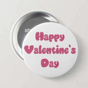 Happy Valentine's Day Glitter Button