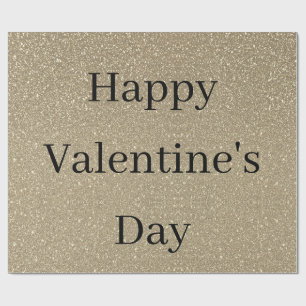 Happy Valentine's Day Glittery Gold Black Custom Wrapping Paper