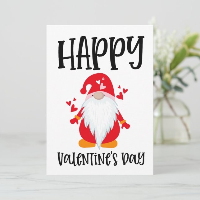 Happy Valentine's Day Gnome Holiday Card (Standing Front)