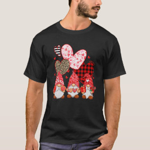 Happy Valentine's Day Gnome Leopard Buffalo Red Wh T-Shirt