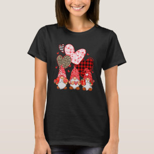 Happy Valentine's Day Gnome Leopard Buffalo Red Wh T-Shirt