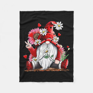 Happy Valentine's Day Gnome With Leopard Sunflower Fleece Blanket