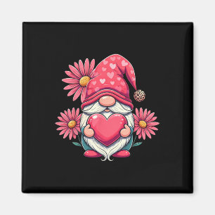 Happy Valentine's Day Gnome With Leopard Sunflower Magnet