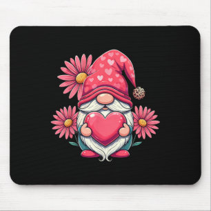 Happy Valentine's Day Gnome With Leopard Sunflower Mouse Pad
