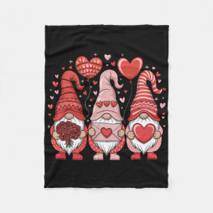 Happy Valentine's Day Gnomes Heart Cute Love Valen Fleece Blanket