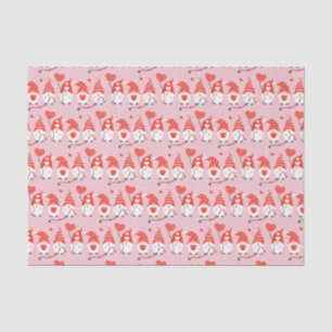 Happy Valentines Day Gnomes Pattern Pink Red Tissue Paper