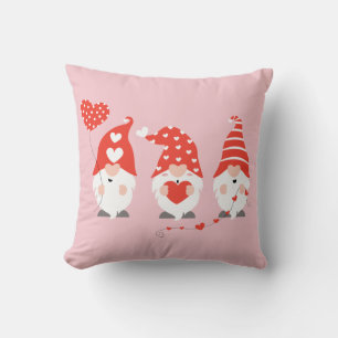 Happy Valentines Day Gnomes Red Pink Cushion
