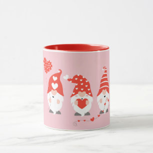 Happy Valentines Day Gnomes Red Pink Mug