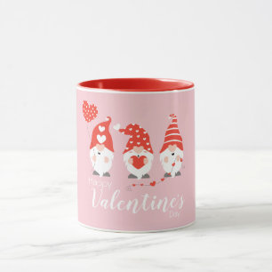 Happy Valentines Day Gnomes Red Pink Mug