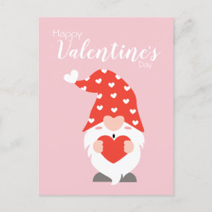 Happy Valentines Day Gnomes Red Pink Postcard