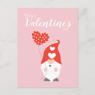 Happy Valentines Day Gnomes Red Pink Postcard