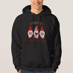 Happy Valentine's Day Gnomes Red Plaid Hearts Love Hoodie