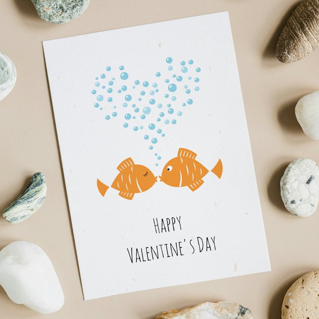 Happy Valentine's Day Golden Fishes Love Heart Holiday Card (Creator Uploaded)