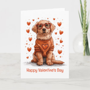 Happy Valentines Day Golden Retriever Dog Card