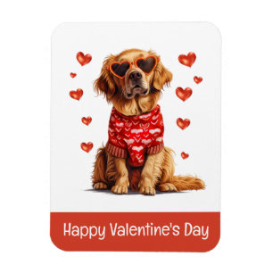 Happy Valentines Day Golden Retriever Dog Magnet