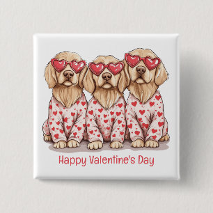 Happy Valentines Day Golden Retriever Dogs 15 Cm Square Badge