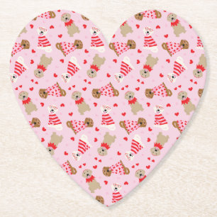 Happy Valentines Day Golden Retriever Dogs Paper Coaster