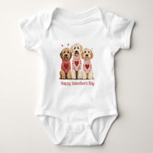 Happy Valentines Day Goldendoodle Dogs Baby Bodysuit